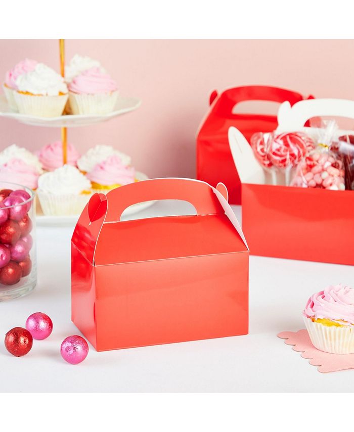 Juvale 24 Pack Red Gable Boxes for Candy, Goodie Gift Box with Handles