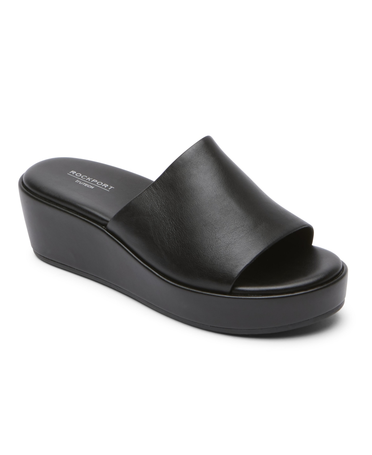 Shop Rockport Women's Aubriella Slide Platform Sandal In Black Leather