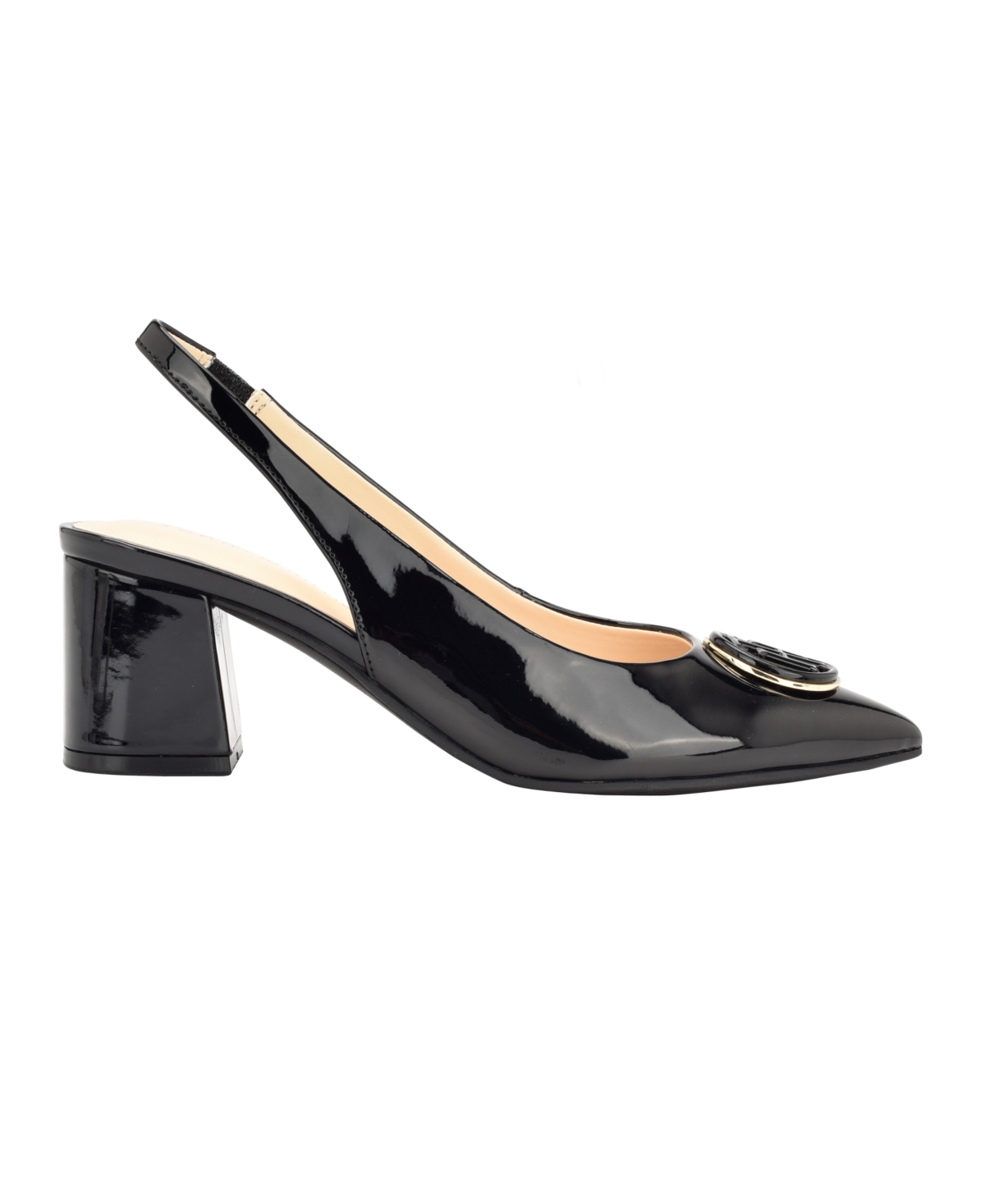 Tommy Hilfiger Women's Nileo Block Heeled Sling Back Pumps In Black Patent