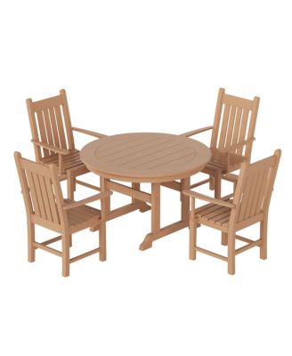 5 Piece Outdoor Patio Dining Set Outdoor Round Table and Armchair Set