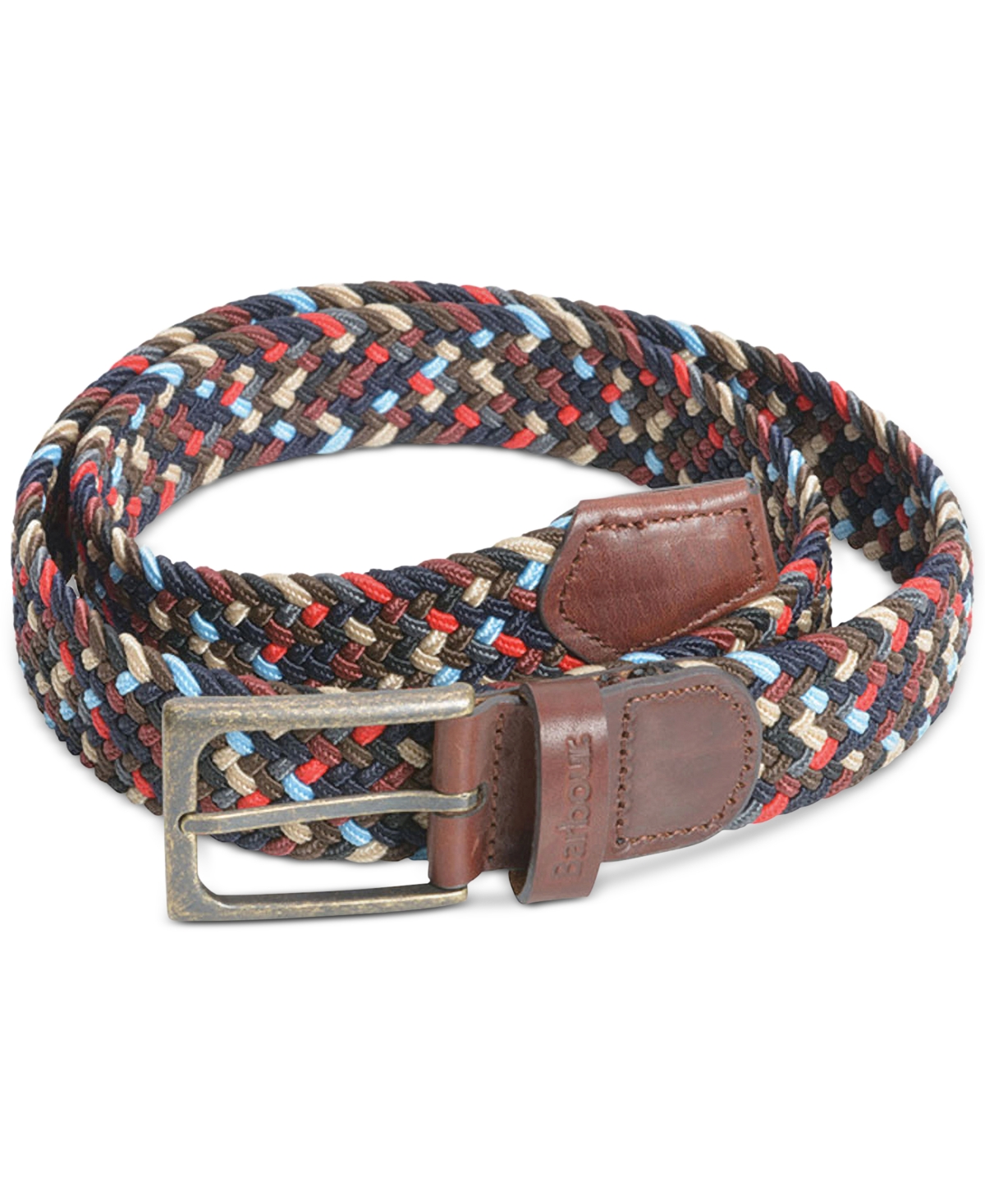 Barbour Men's Ford Webbing Belt With Faux-leather Trim In Navy