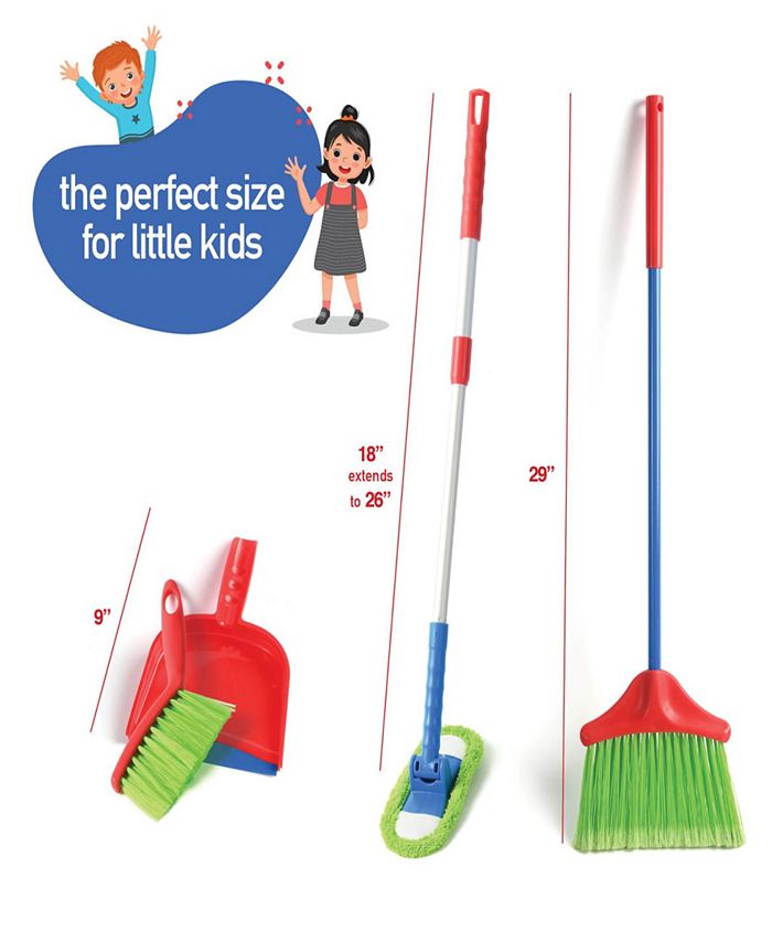 Fun Little Toys 15 Pcs Kids Cleaning Set Includes Broom, Mop, Brush