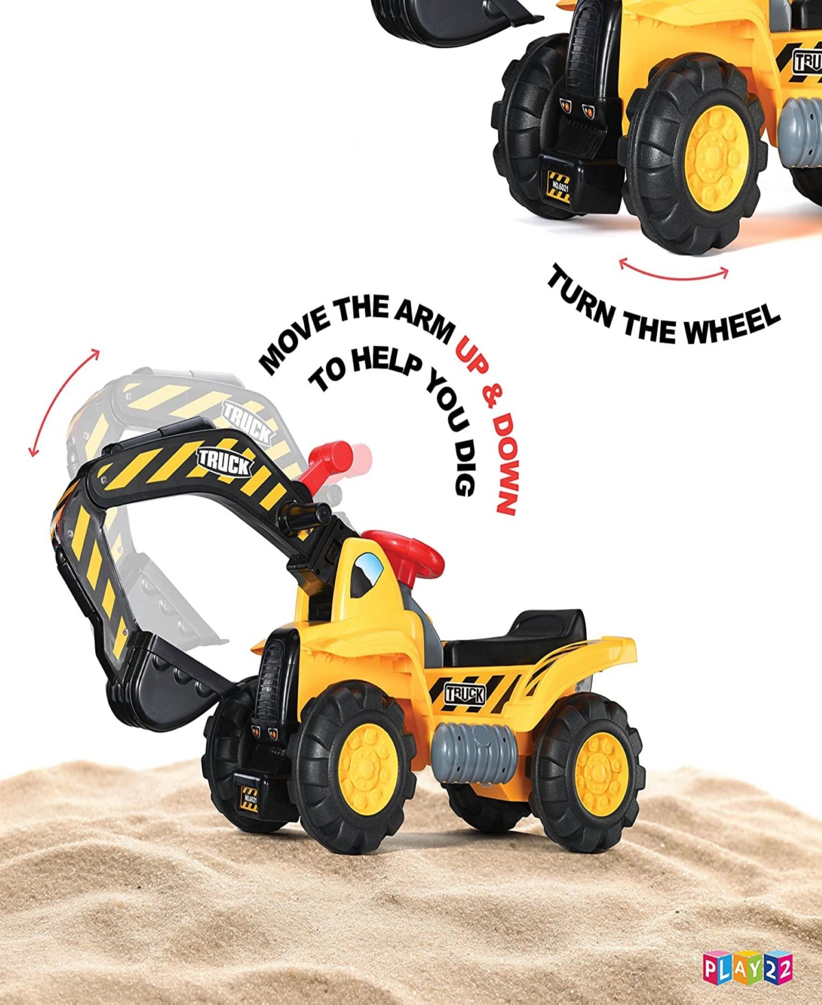 Shop Play22 Toy Tractors For Kids Ride On Excavator In Multicolor
