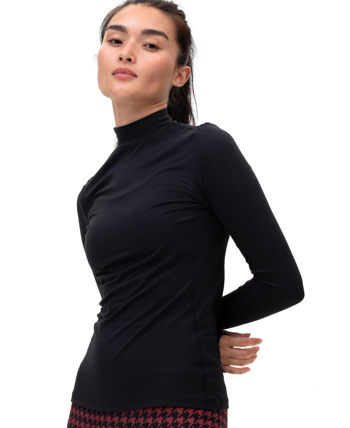 Women's Cozy Mock Neck Long Sleeve Top for Women - Cozy Black