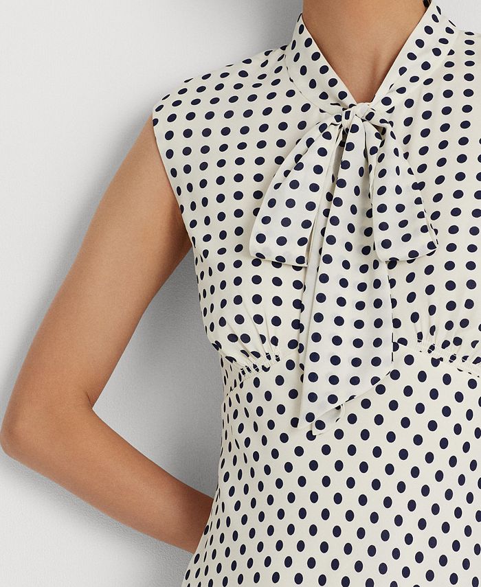 Lauren Ralph Lauren Women's PolkaDot TieNeck Dress Macy's