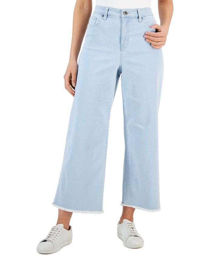 Style & Co Women's High-Rise Wide-Leg Raw-Hem Ankle Jeans, Created for  Macy's - Macy's