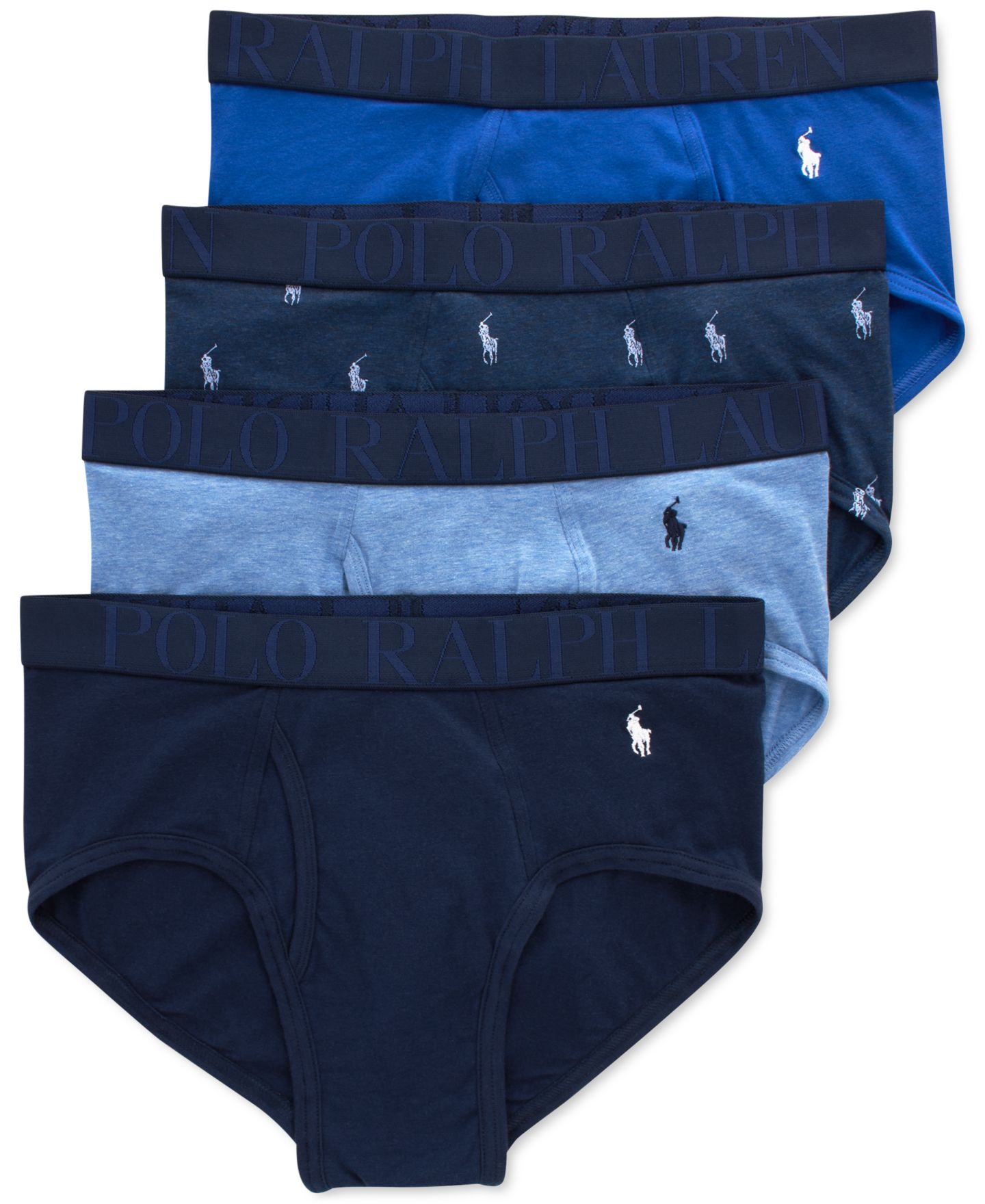 Трусы-брифы Classic для мужчин, стрейч, 4 шт. — Polo Ralph Lauren, цвет: Зелёный / Глубокий синий — фото 1