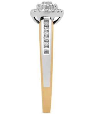 Diamond Halo Cluster Bridal Set (1/3 ct. t.w.) in 14k Two-Tone Gold