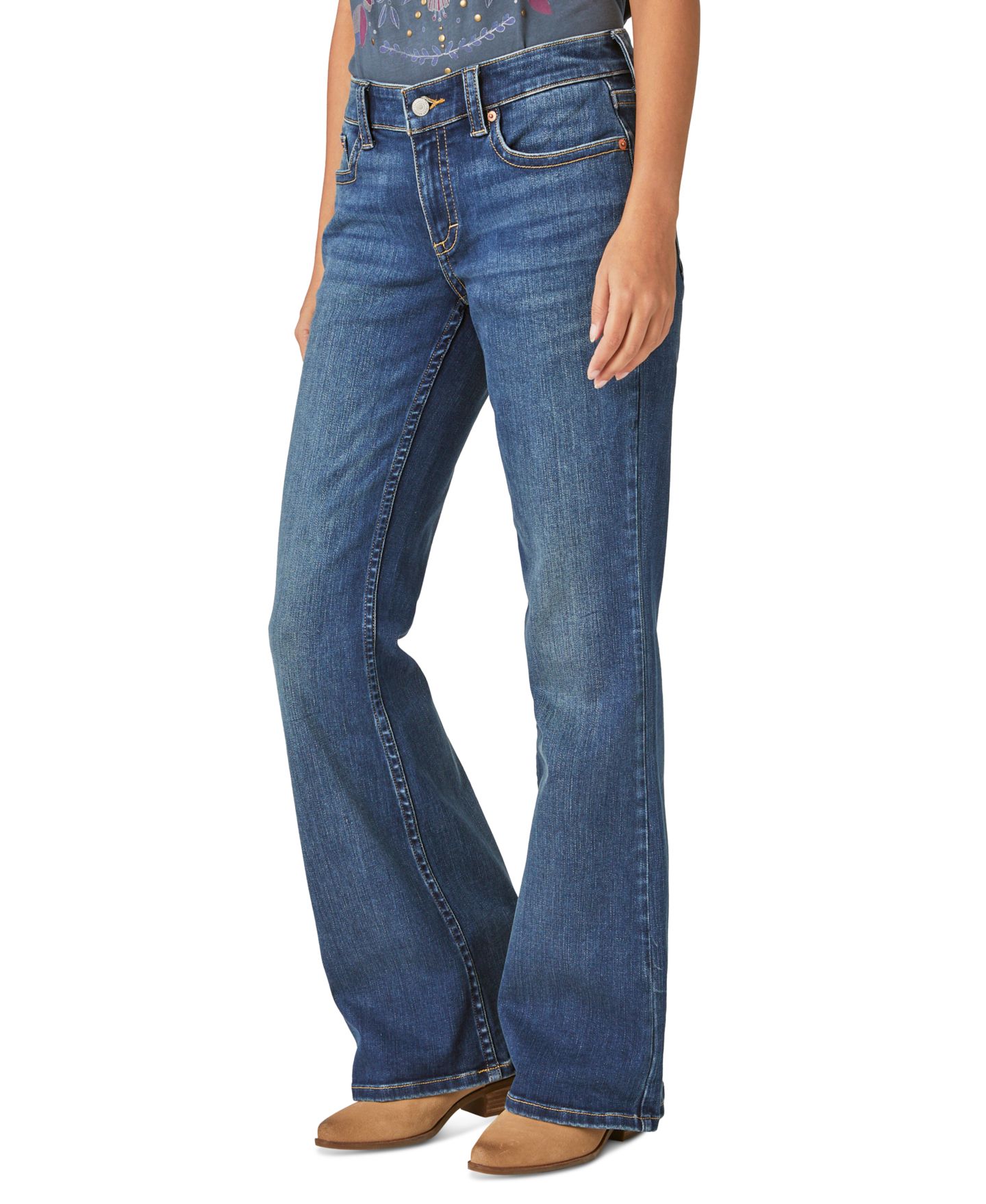 Женские джинсы Lucky Brand Low Rise Flap-Pocket Flared, цвет: Lightyear — фото 3
