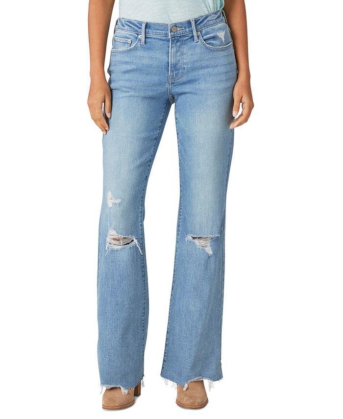 Lucky Brand Women's Sweet Flare Distressed Frayed-Hem Jeans - Macy's