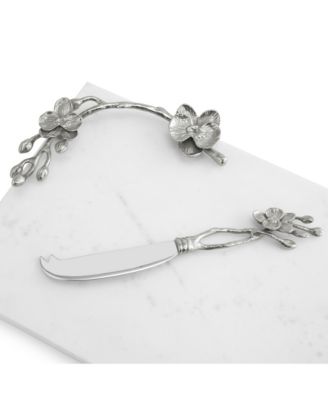 White Orchid Small Cheeseboard with Knife 2 Piece Set