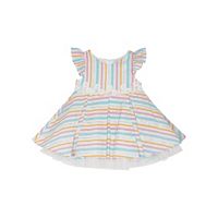 Rare Editions Baby Girls Shimmer Stripe to Pleated Skirt Back Zip Closer Dress with Matching Bloomer (Size: 3-6M)