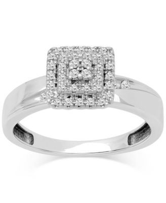 Diamond Square Cluster Bridal Set (1/4 ct. t.w.) in 14k White Gold