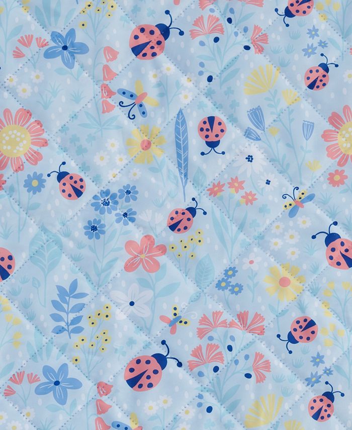 JLA Home Lady Bug Garden Printed Picnic Blanket & Tote Set, 50" x 60