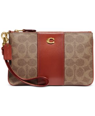 NIB Coach Small Brown deals Canvas Wristlet