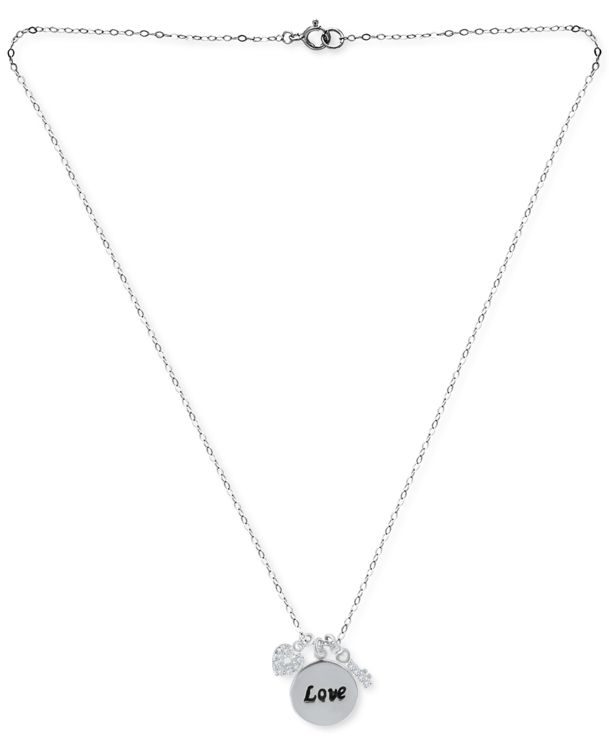 Giani Bernini Cubic Zirconia Love Motif Mini Charms 18" Pendant Necklace In Sterling Silver, Created For Macy's