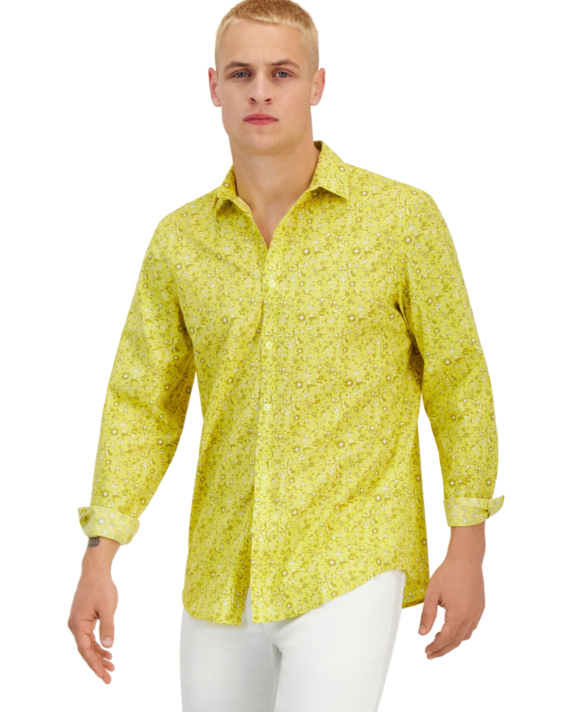 Inc International Concepts Men's Regular-fit Floral-print Button