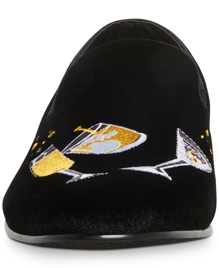 Steve Madden Men's Lyndin Embroidered Drinks Velvet Dress Slippers Macy's