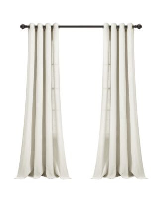 Lush Decor Faux Linen Grommet Window Curtain Panel Pair 52"W x 84"L Dark Linen - Linen Curtains For Bedroom - Neutral Curtains For Living Room