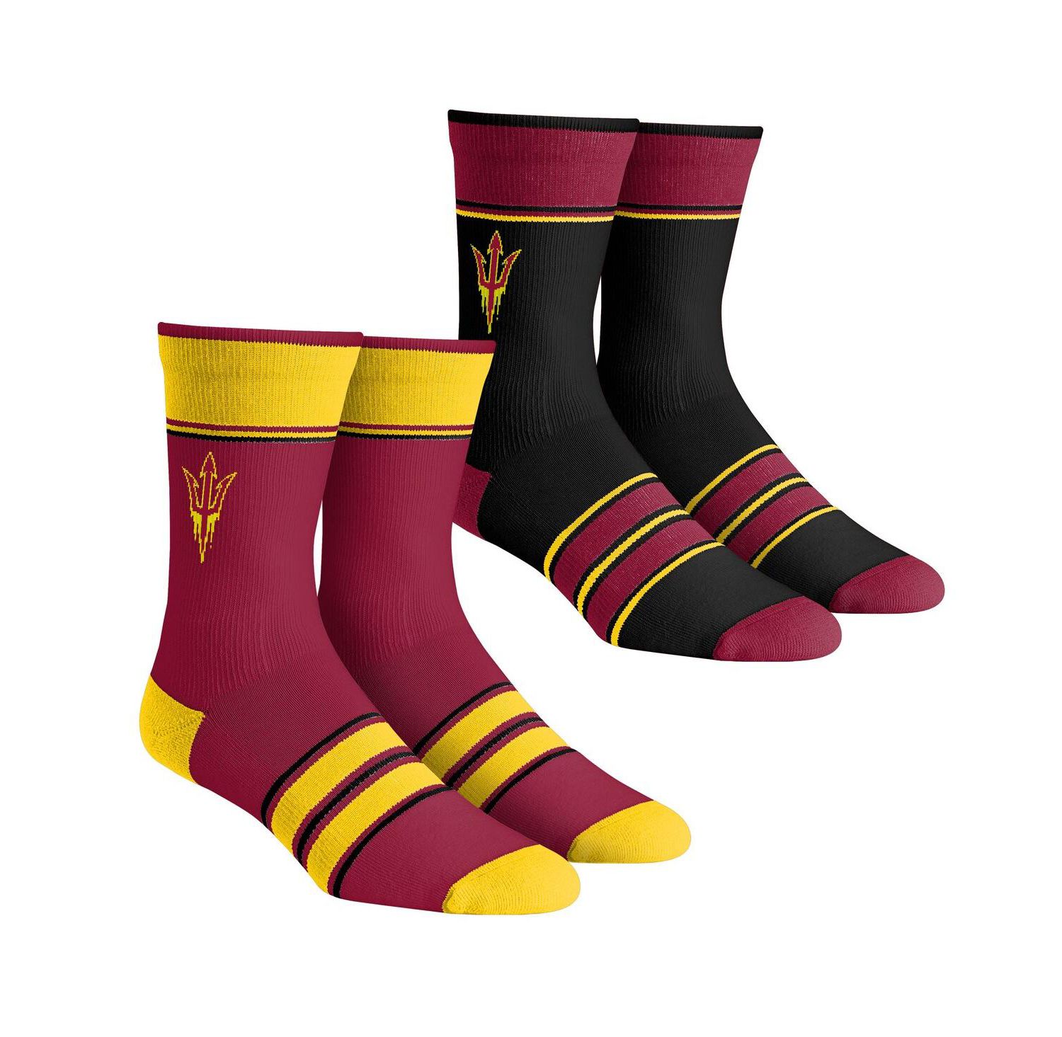 Youth Boys and Girls Socks Arizona State Sun Devils Multi-Stripe 2-Pack Team Crew Sock Set