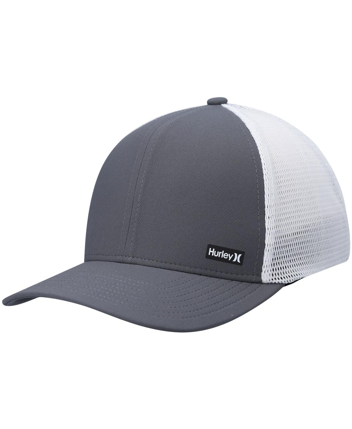 Shop Hurley Men's  Graphite, White League Trucker Snapback Hat In Graphite,white