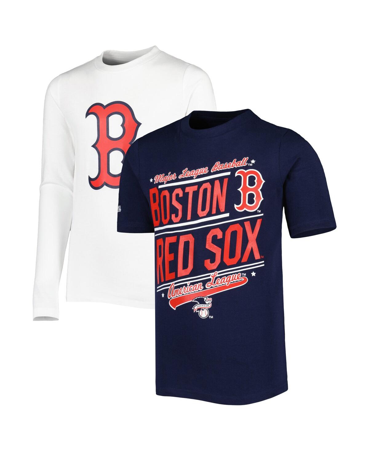 Shop Stitches Big Boys  Navy, White Boston Red Sox Combo T-shirt Set In Navy,white