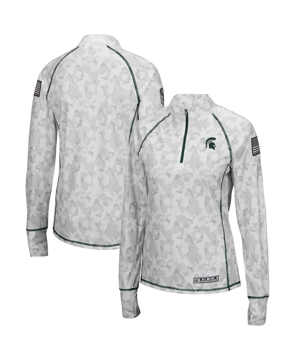Women's Colosseum White Michigan State Spartans Oht Military-Inspired Appreciation Officer Arctic Camo 1/4-Zip Jacket - White