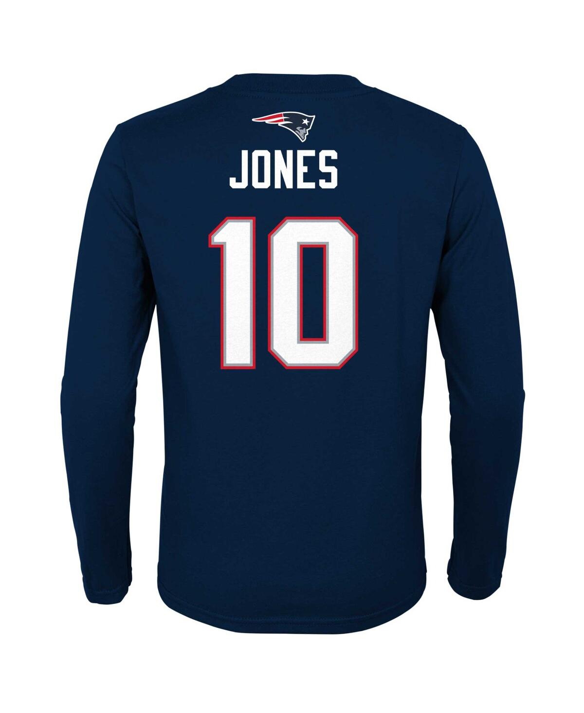 Outerstuff Big Boys Mac Jones Navy New England Patriots Mainliner Player Name And Number Long Sleeve T-shirt In Navy