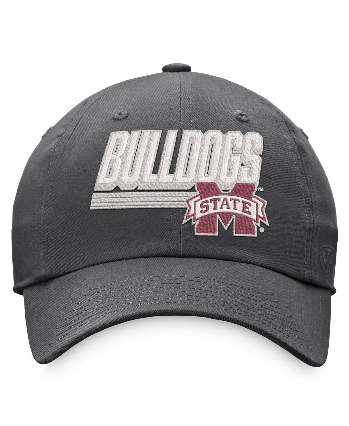 Shop Top Of The World Men's  Charcoal Mississippi State Bulldogs Slice Adjustable Hat