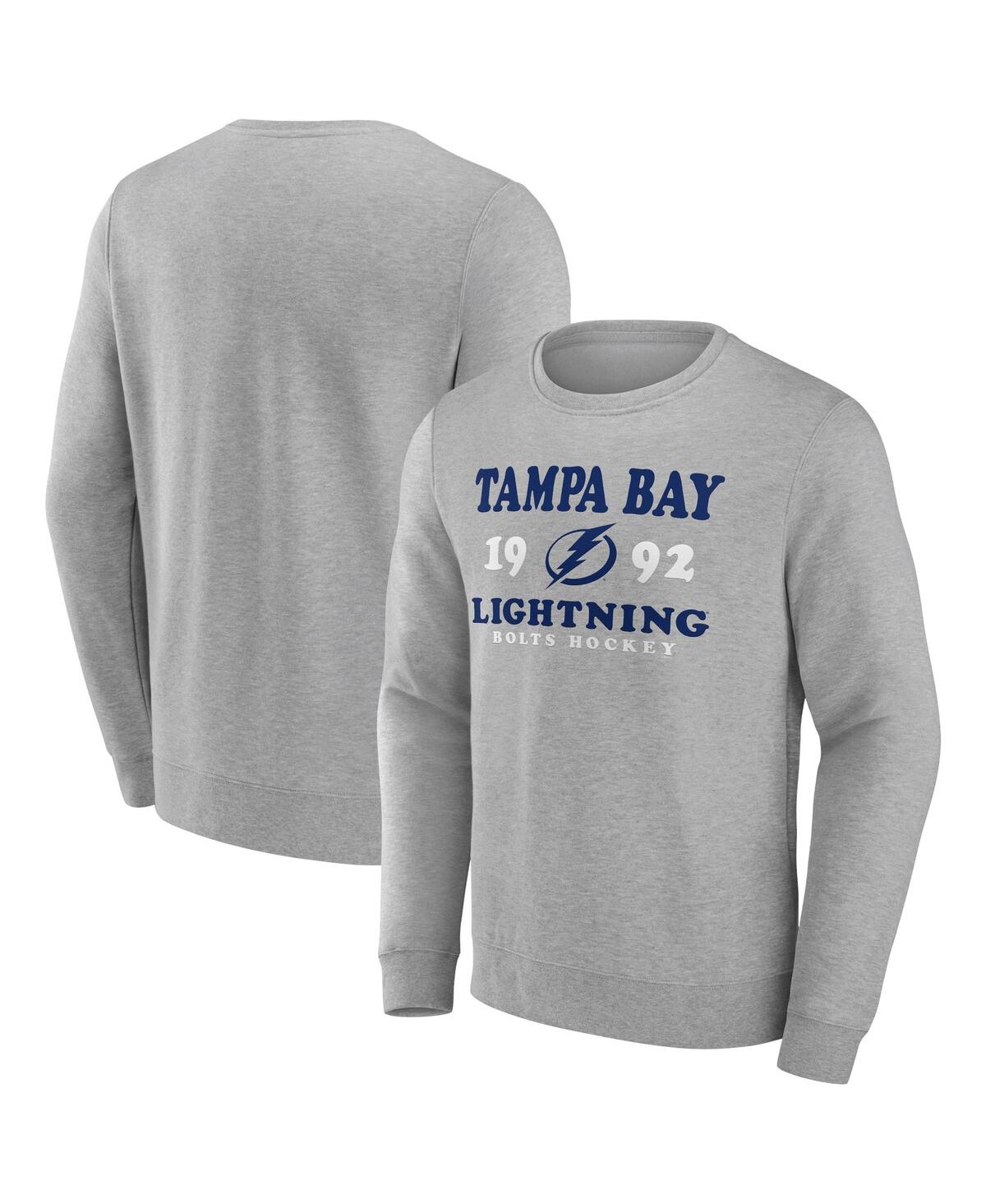 Shop Fanatics Men's  Heather Charcoal Tampa Bay Lightning Fierce Competitor Pullover Sweatshirt