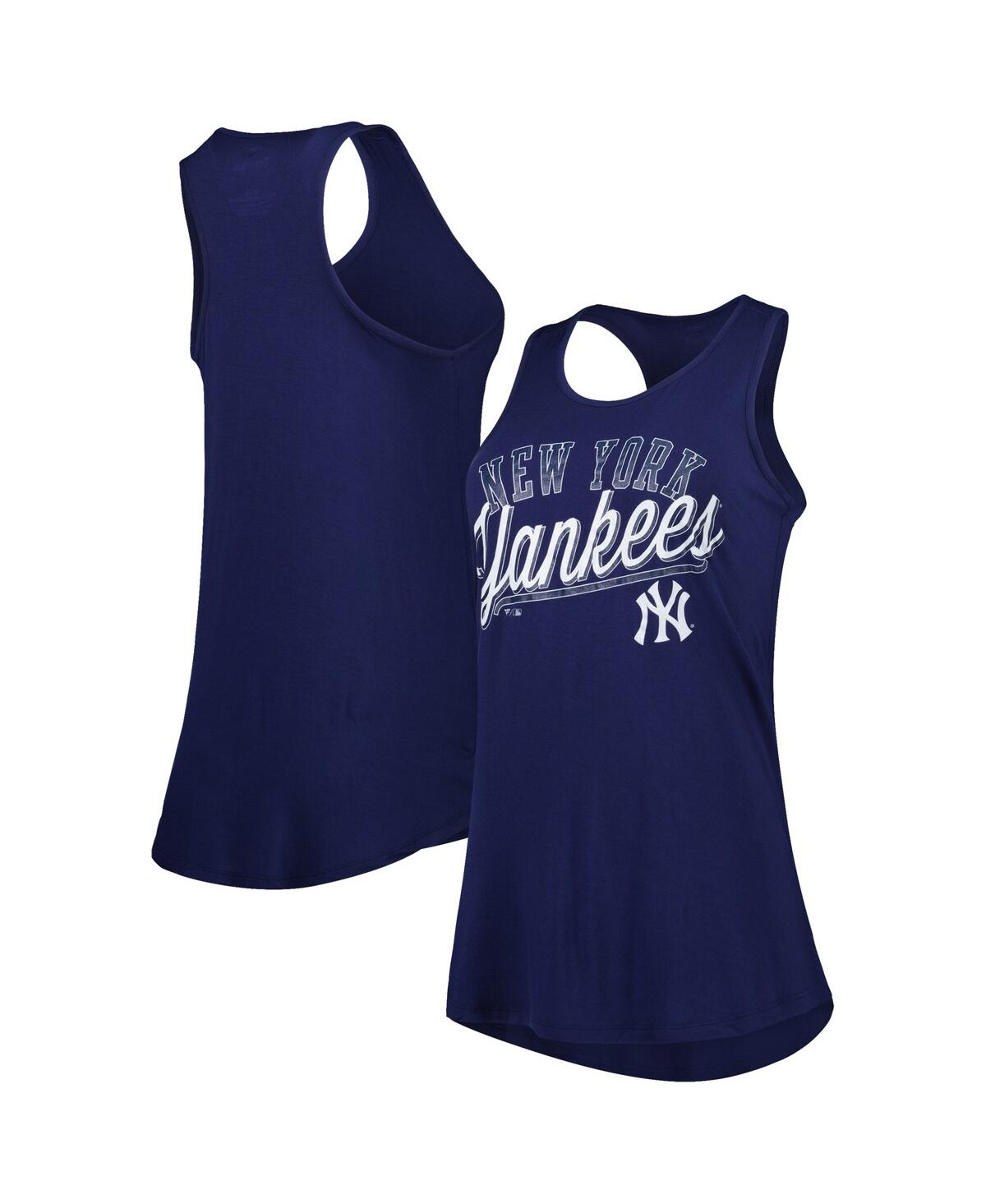 Fanatics Women's  Navy New York Yankees Simplicity Swing Racerback Scoop Neck Tank Top In Navy