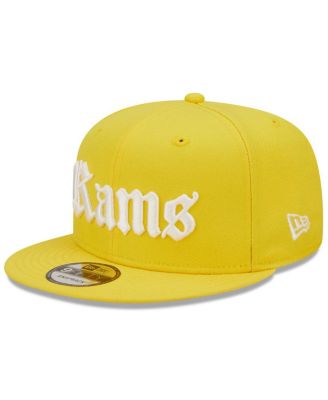 Men's New Era Gold Los Angeles Rams Gothic Script 9Fifty Snapback Hat ...