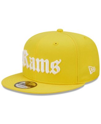 Men's New Era Gold Los Angeles Rams Gothic Script 9Fifty Snapback Hat ...