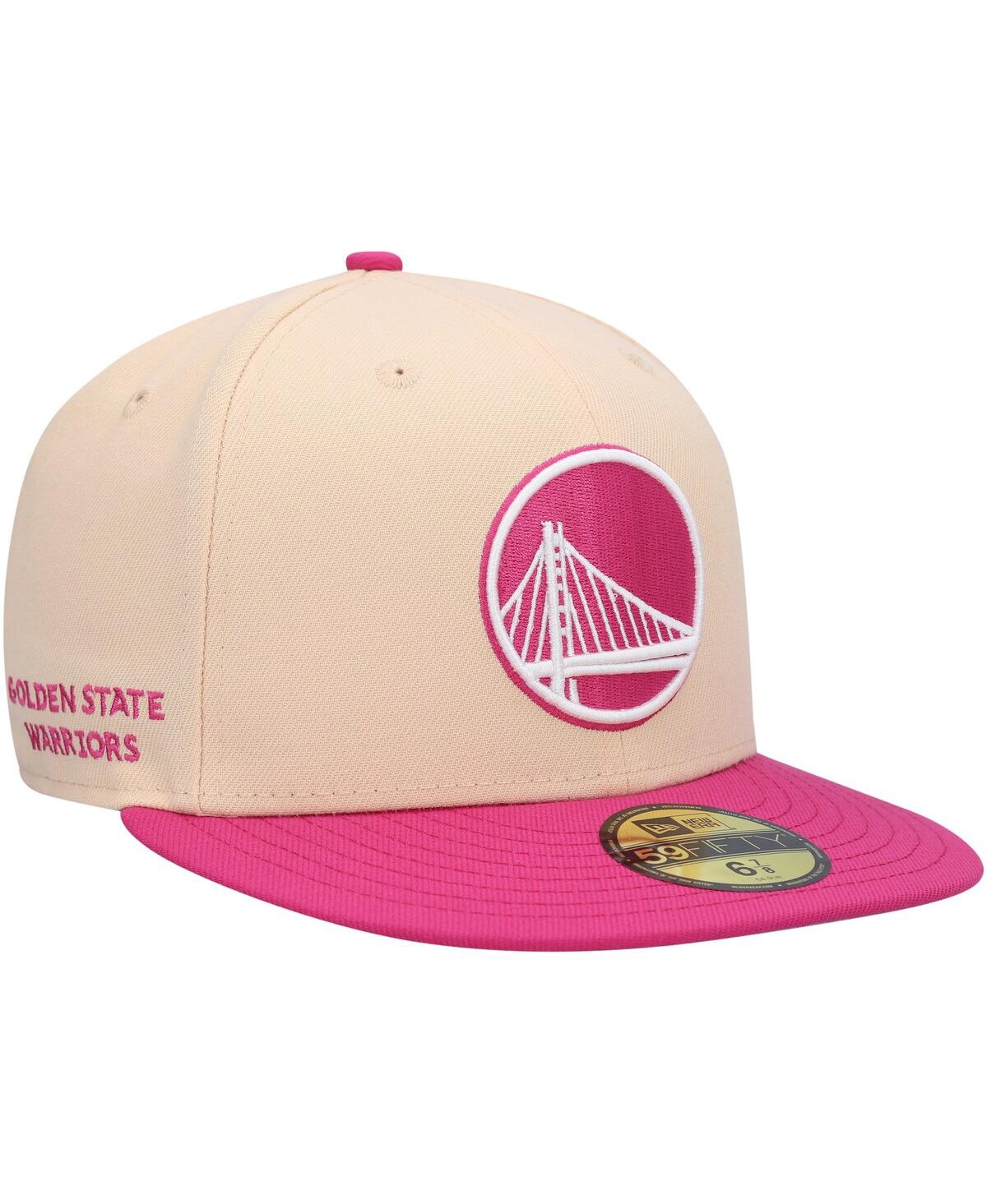 Men's New Era Pink Golden State Warriors Passion Mango 59Fifty Fitted Hat - Pink