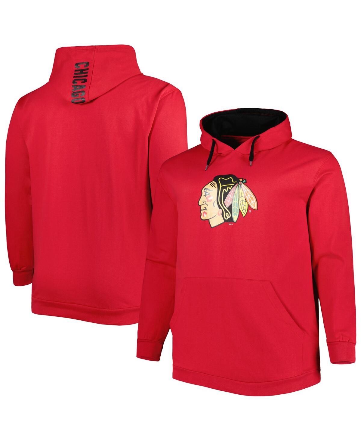 Men'sChicago Blackhawks Big and Tall Fleece Pullover Hoodie - Red