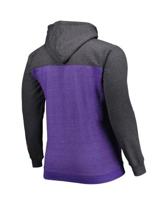 Men's Purple, Heathered Black Phoenix Suns Big and Tall Down and Distance Full-Zip Hoodie