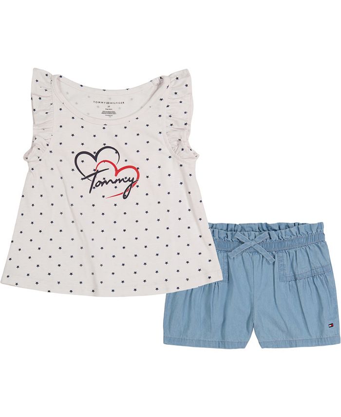 Tommy Hilfiger Baby Girls Star Tank and Chambray Shorts 2 Piece