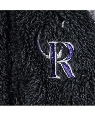 Newborn and Infant Boys and Girls Black, Gray Colorado Rockies Game Nap Teddy Fleece Bunting Full-Zip Sleeper