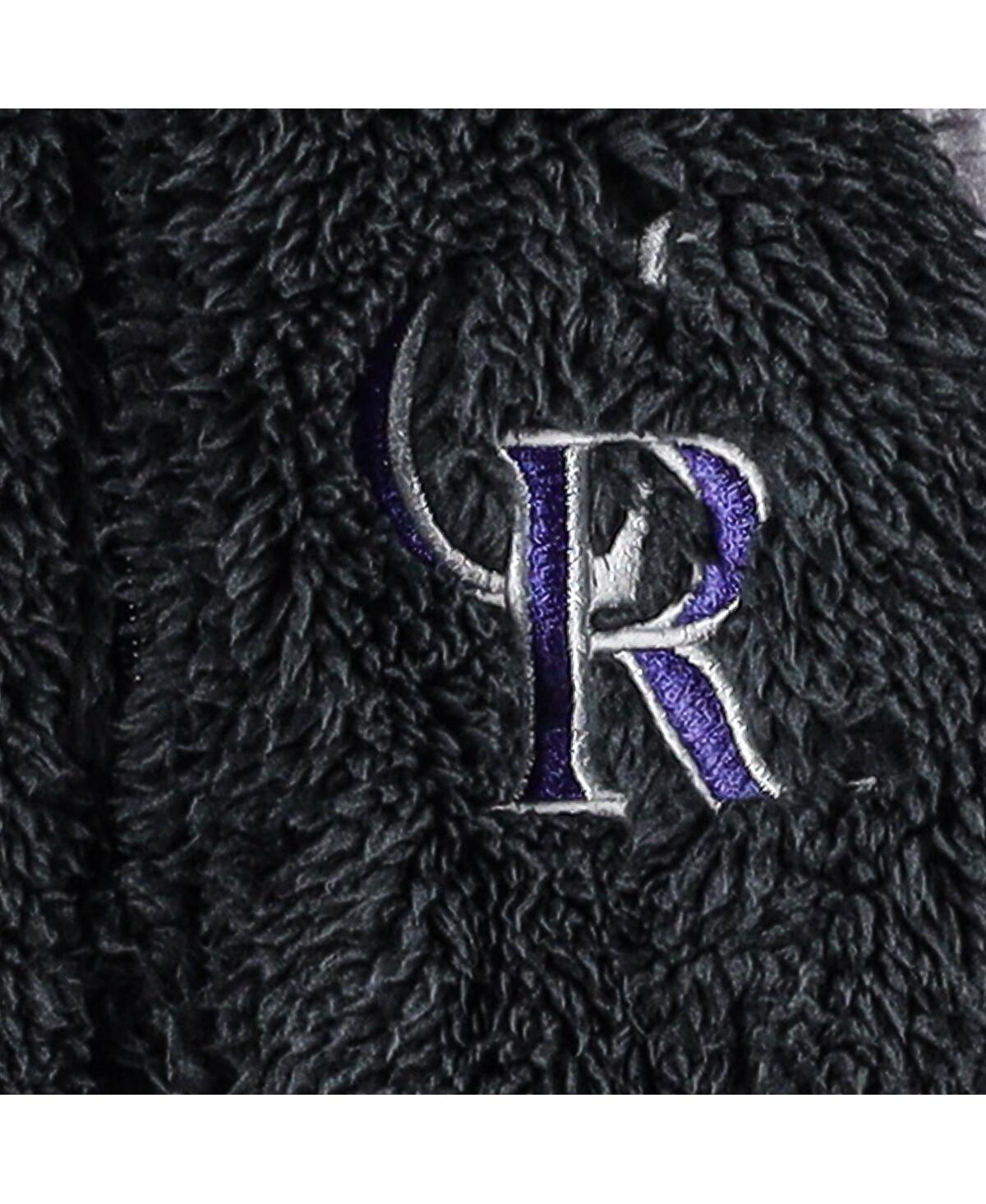 Outerstuff Newborn And Infant Boys And Girls Black, Gray Colorado Rockies Game Nap Teddy Fleece Bunting Full-zi In Black,gray