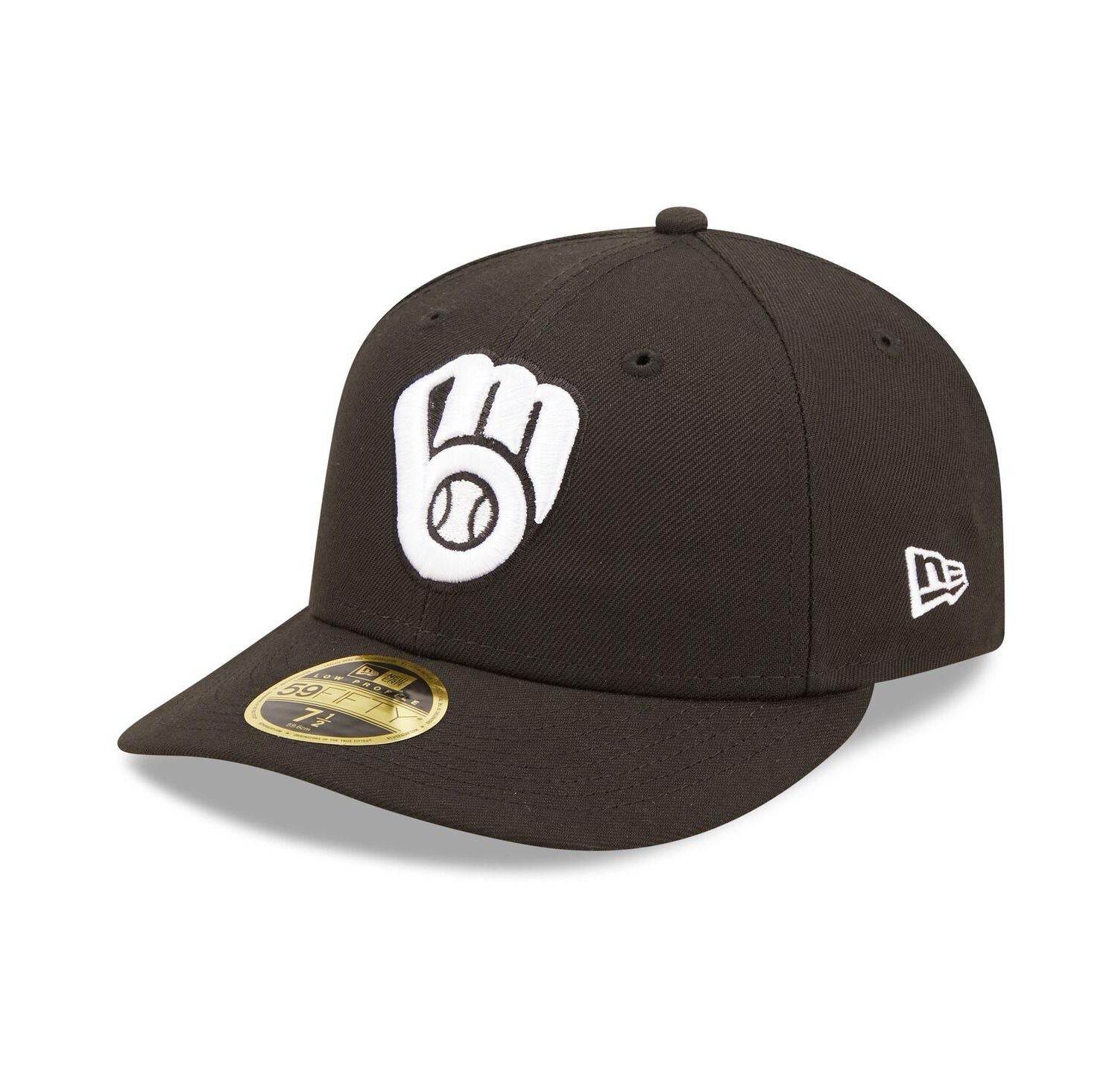 Men's Milwaukee Brewers Black and White Low Profile 59FIFTY Fitted Hat