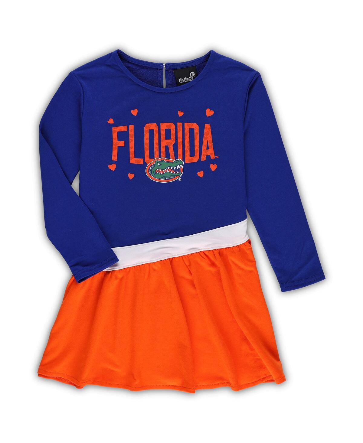OUTERSTUFF TODDLER GIRLS ROYAL FLORIDA GATORS HEART TO HEART FRENCH TERRY DRESS