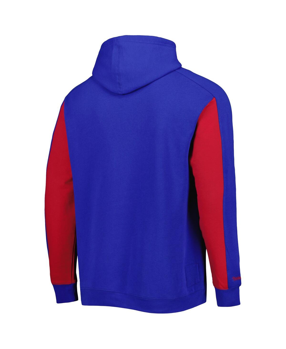 Men's Mitchell & Nessand Red Chicago Cubs Colorblocked Fleece Pullover Hoodie - Royal, Red