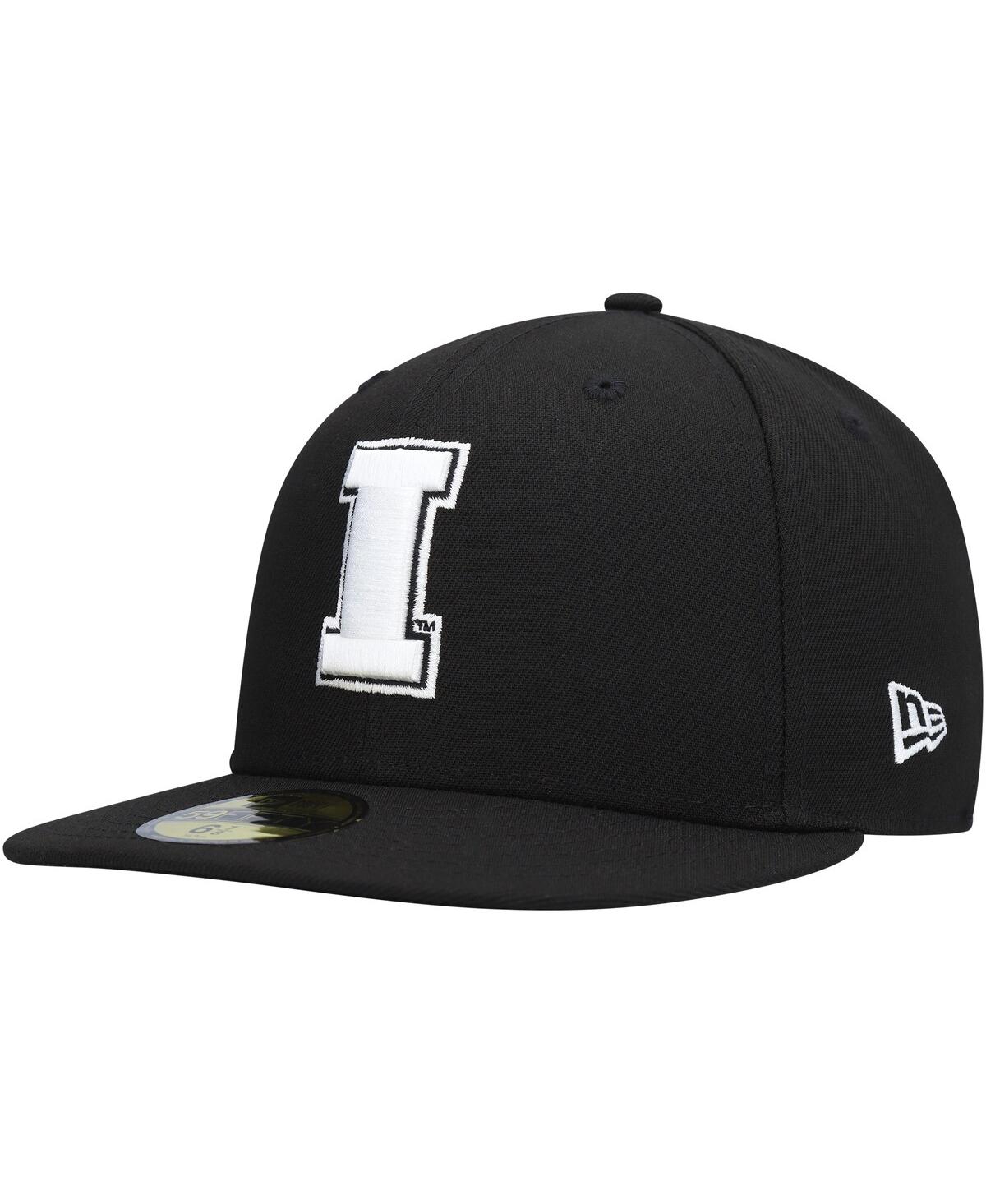 Shop New Era Men's  Iowa Hawkeyes Black And White 59fifty Fitted Hat