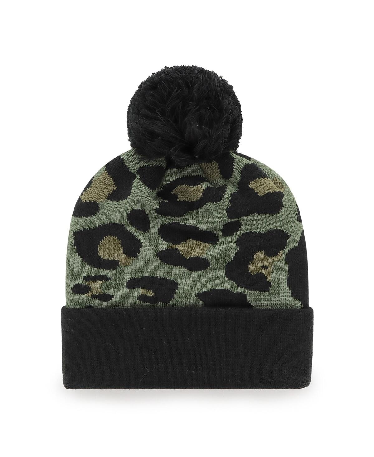 47 BRAND WOMEN'S '47 BRAND GREEN, BLACK NEW ORLEANS SAINTS BAGHEERA CUFFED KNIT HAT WITH POM 