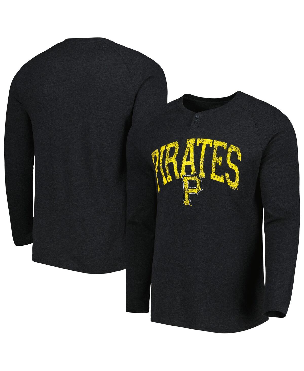 Men's Concepts Sport Black Pittsburgh Pirates Inertia Raglan Long Sleeve Henley T-shirt - Black