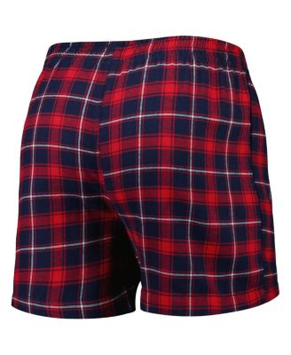 Men's Navy and Red New England Patriots Ledger Flannel Boxers