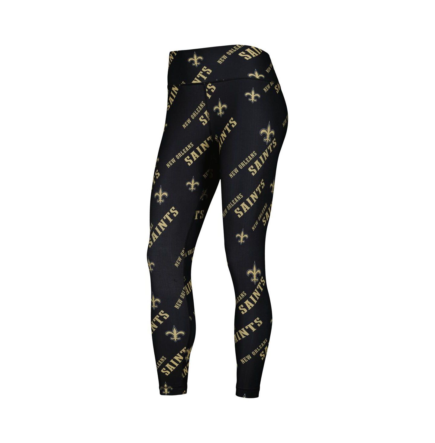 Женские леггинсы Concepts Sport Black New Orleans Saints Breakthrough Allover Print — фото 3