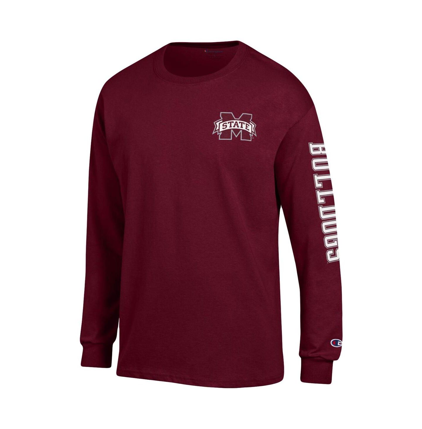 Мужская футболка Champion Maroon Mississippi State Bulldogs Team Stack Long Sleeve — фото 2