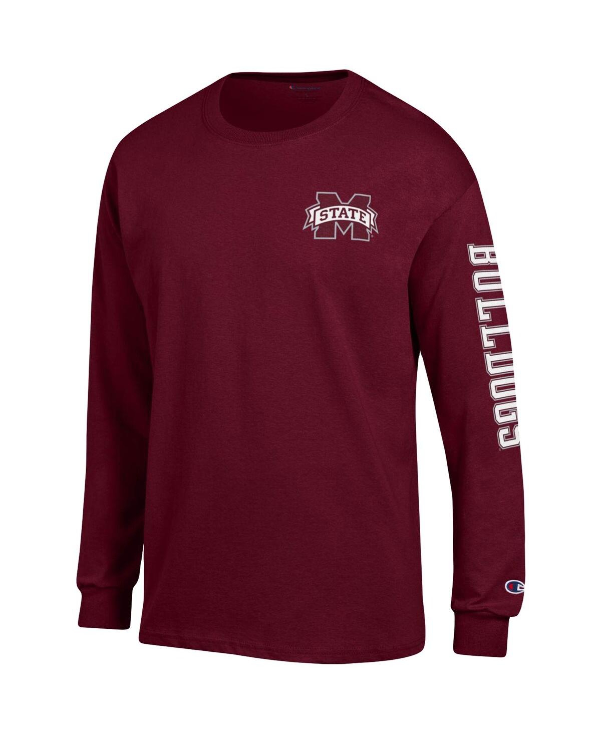 Shop Champion Men's  Maroon Mississippi State Bulldogs Team Stack Long Sleeve T-shirt