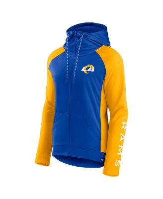 Women's Royal, Gold Los Angeles Rams End Around Raglan Full-Zip Hoodie